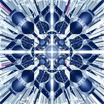 Fractal geometric shape patterns with blue and white colors Stock Illustration