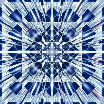 Fractal geometric shape patterns with blue and white colors Stock Illustration