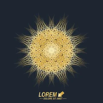 Fractal golden element. Virtual background communication or particle compounds Illustrazione stock