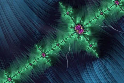 Fractal graphic texture with magic elements in blue and green Illustrazione stock