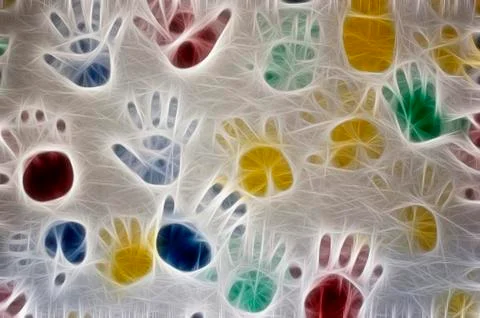 Fractal hand prints. Stock Illustration
