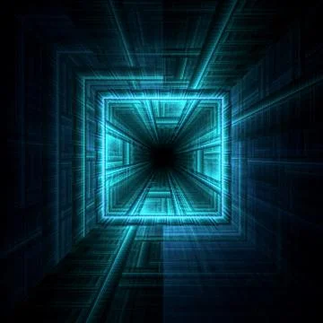 Fractal HiTech Corridor Wall Infinity Background  - Fractal Art Stock Illustration