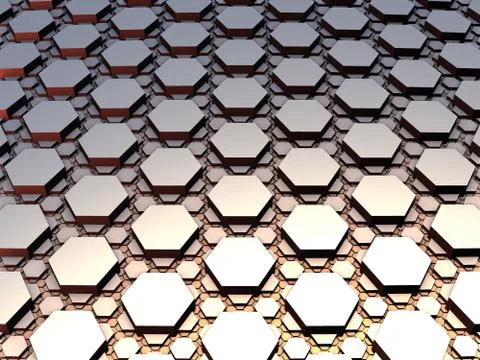 Fractal illustration - surface made of regular small and big hexagons Stock Illustration