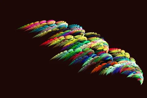 Fractal image in the form of feathers of a magical bird. Stock Illustration
