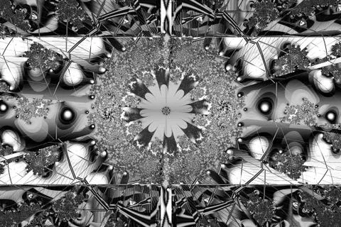 Fractal image: the intricate pattern. Black-and-white image. Stock Illustration