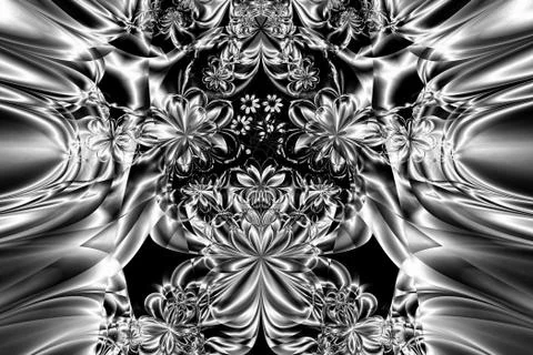 Fractal image: the intricate pattern. Black-and-white image. イラスト素材