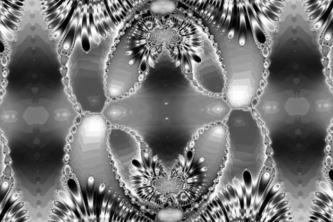 Fractal image: the intricate pattern. Black-and-white image. Stock Photos