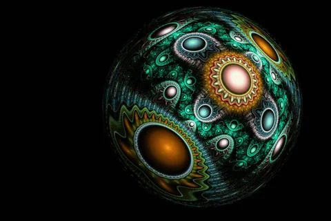 Fractal image: Magic ball On a dark background fractal lines create a ball... Stock Photos