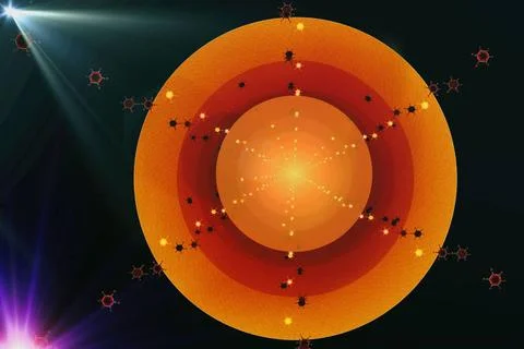 Fractal image: virtual clock. Illustration: on the fractal image lines for... Foto stock