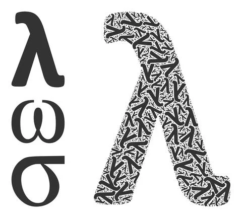 Fractal Lambda Greek Lowercase Letter Icon Self Composition 库存插图