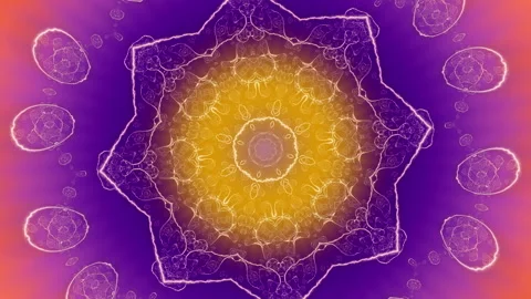Fractal loop mandala in deep space purple and orange colors: vibrant animated Stock-Footage 348586628