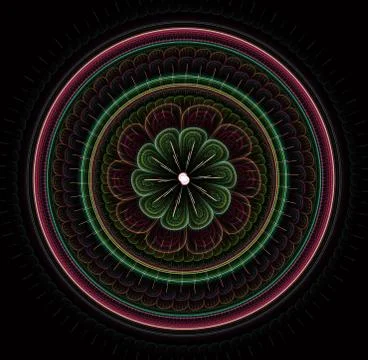 Fractal mandala on background. Crazy abstract fractal shapes with kaleidoscop 스톡 일러스트