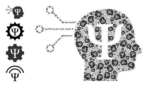 Fractal Mental Programming Icon Self Collage 库存插图