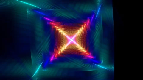 Fractal metamorphoses of spiraliform square form on dark background. Stock Footage 337985442