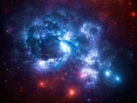 Fractal nebula - abstract space background - 3d illustration Stock Illustration