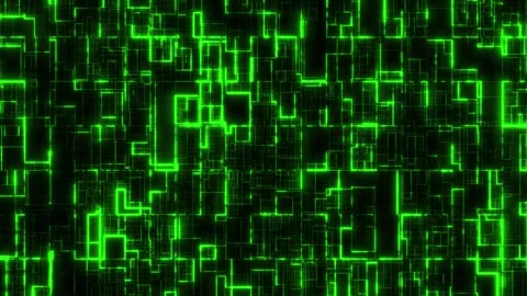 Fractal noise digital background. Abstract colorful green animation in matrix Stock Footage 259296687