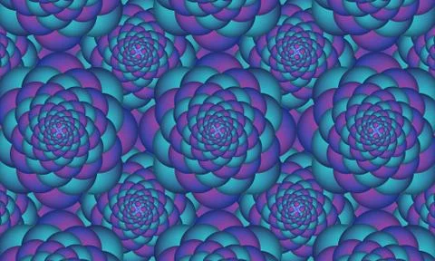 Fractal Pattern in Blues, Purples and Greens 스톡 일러스트