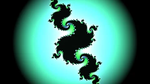 Fractal pattern with glowing green background and dark Stock Footage 338042825