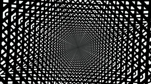 Fractal pattern spinning in black and white. Seamless vector grid animation loop Stock Footage 100351259