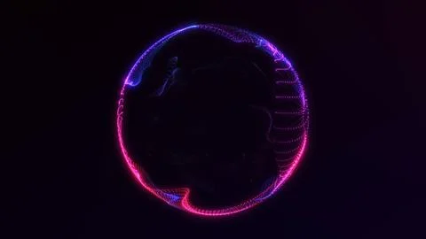 Fractal plasma particle orb with blue, red and purple glow. Complex abstrac.. Stock Illustration