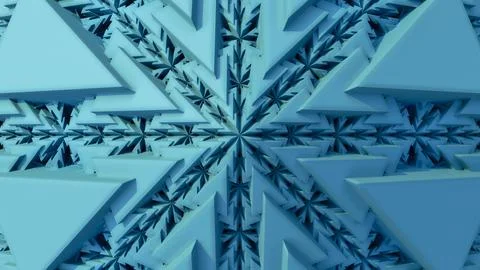 Fractal psychedelic triangles star shape symmetrical centered pattern 3D illu Illustrazione stock