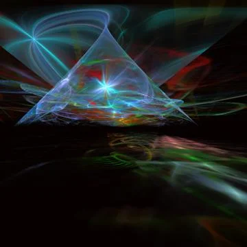 Fractal pyramids. Mathematical pattern of blue lights. イラスト素材