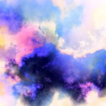 Fractal render, abstract fantasy background of colorful sky with colorful clo Stock Illustration