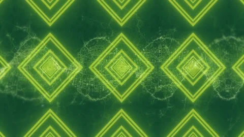 Fractal rings starting loop appearing and rippling across neon diamonds, Stock Footage 329899253