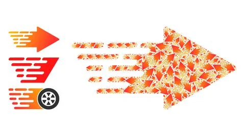 Fractal Rush Arrow Icon Itself Collage 스톡 일러스트