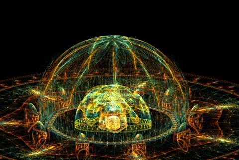 Fractal Sacral Ball - Sacred Geometry  - Fractal Art - 3D image Stock Illustration
