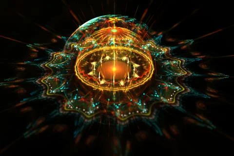 Fractal Sacral Lotus - Sacred Geometry  - Fractal Art - 3D image Stock Illustration