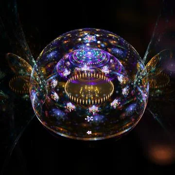 Fractal Sacral Sphere - Sacred Geometry  - Fractal Art - 3D image Stock Illustration
