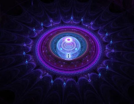 Fractal Sacral Sphere - Sacred Geometry  - Fractal Art Stock Illustration