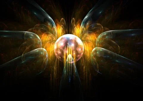 Fractal Sacral Sphere - Sacred Geometry  - Fractal Art - 3D image Stock Illustration