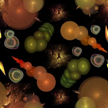 Fractal seamless pattern with various shapes on a black background. Square 스톡 일러스트