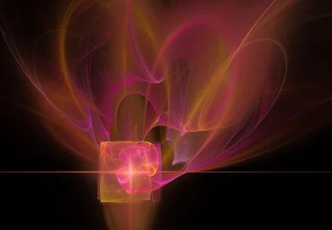 A fractal, shining square object on a black background Stock Illustration