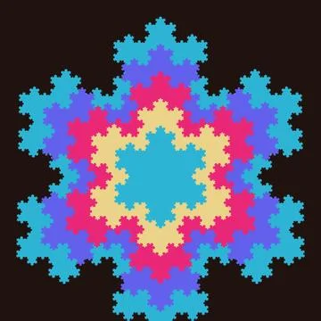 Fractal snowflake geometric pattern colorful abstract design winter 스톡 일러스트