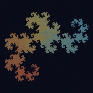 Fractal snowflake patterns digital art geometric winter design Stock Illustration