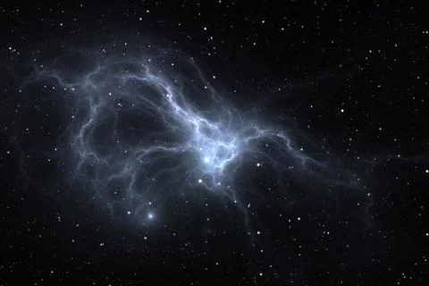 Fractal space nebula. Giant interstellar cloud and stars scattered across t.. イラスト素材