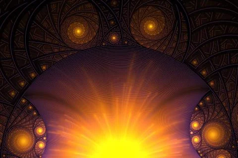 Fractal with spirals and rings. Stock Illustration