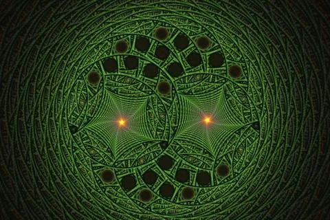 Fractal with spirals and rings Stock Illustration