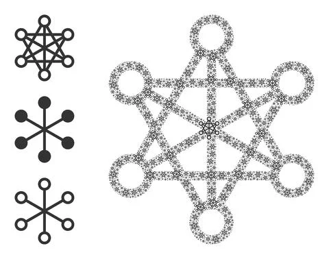 Fractal Star Network Icon Self Collage Stock Illustration