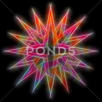 Fractal star shiny on black background Stock Illustration