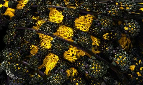 Fractal swirl pattern. A beehive with a honeycomb of black honeycomb and yell Stock Illustration