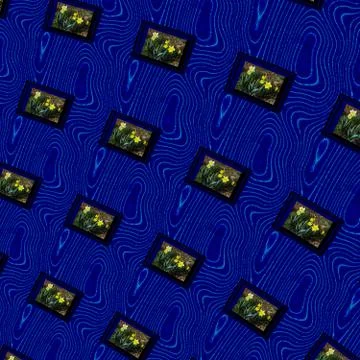 Fractal traced wavy pattern with frame content narcissus image Stock Illustration