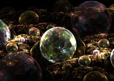 Fractal  Transparent Shining  Sphere Background   - Fractal Art Stock Illustration