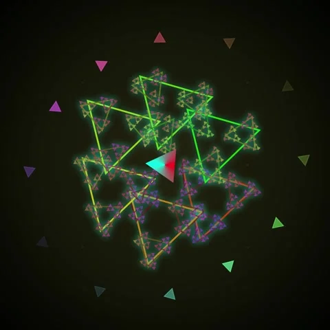 Fractal Triangle Animation: Infinite Geometric Pattern, Abstract Digital Art Stock Footage 347261822