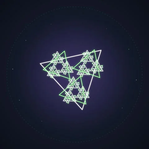 Fractal Triangle Pattern Animation: Geometric Recursion, Abstract Digital A.. Stock Footage 348199101
