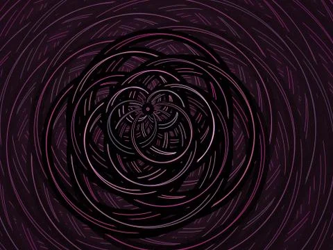 Fractal virtual grid on a black background. Abstract illuminated, thin, curvi イラスト素材