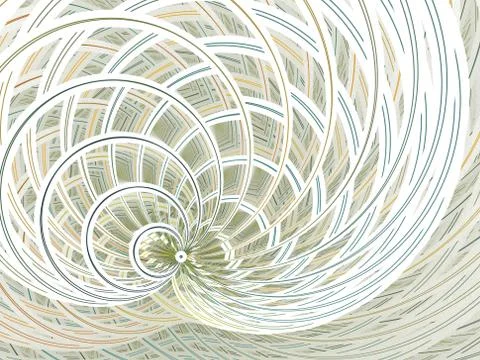 Fractal virtual grid on a white background. Abstract illuminated, thin, curvi Stock Illustration